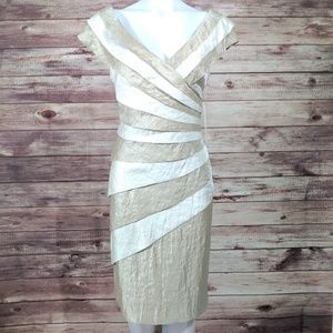 NWT Layered Look Beige & Off White Wrap-Look Dress